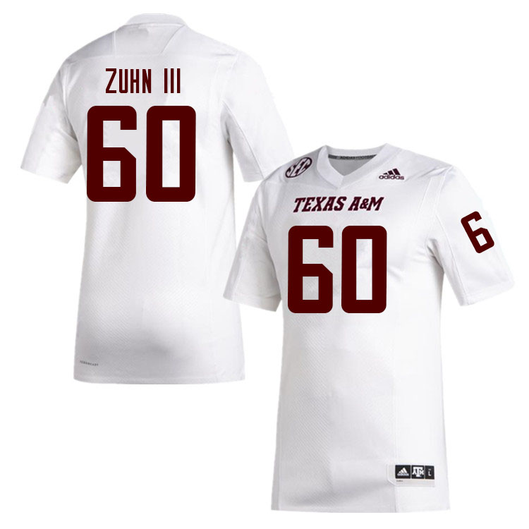 Men #60 Trey Zuhn III Texas A&M Aggies College Football Jerseys Sale-White